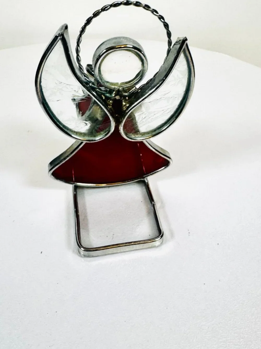 Vtg Stained Glass Angels & Nativity Tealight Candle holder 5.5